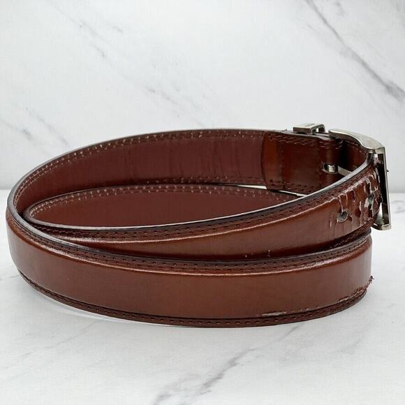 Brown Distressed Genuine Leather Belt Size 38 Mens - Picture 5 of 12